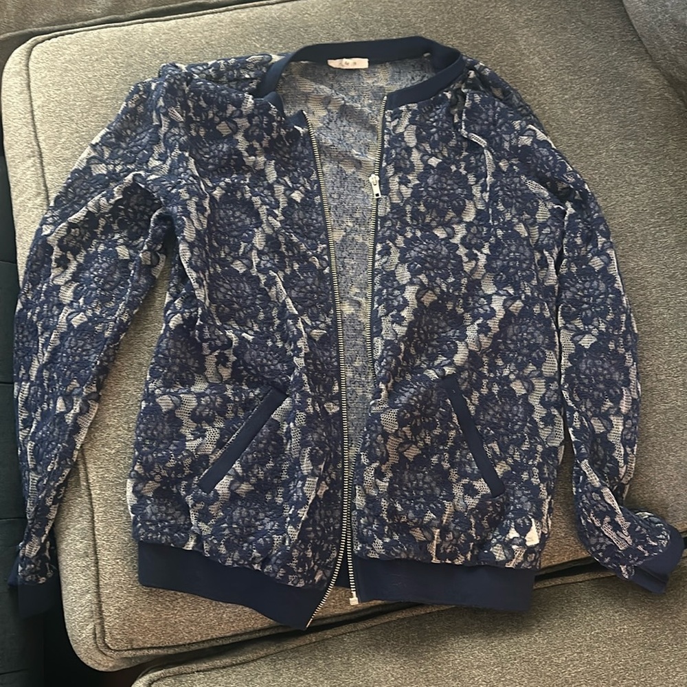 Maurices Navy Lacey Floral Jacket